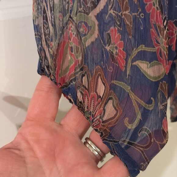 Sundance Indigo Floral Paisley Sheer Blouse - Picture 6 of 6